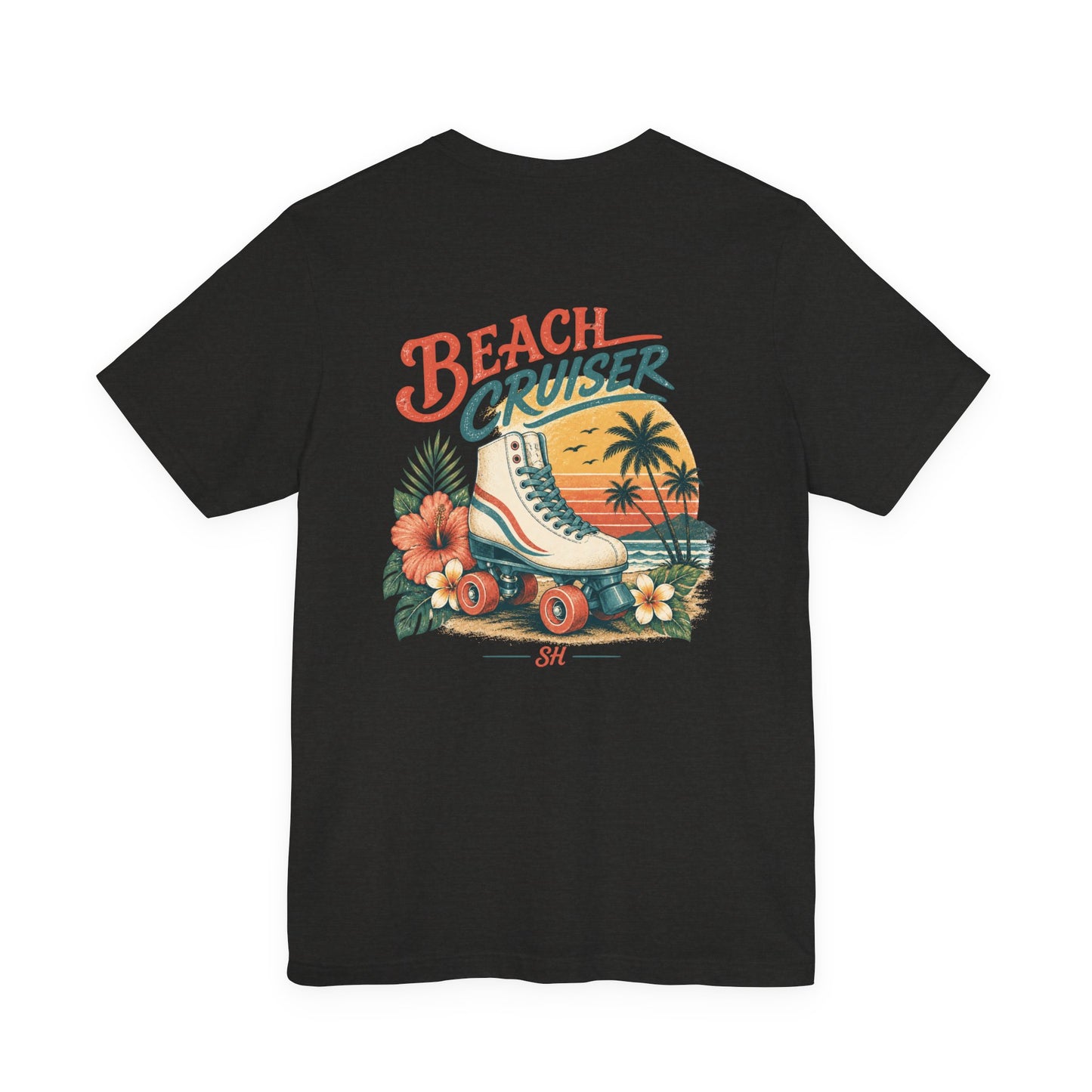 Salty Huevos Beach Cruiser T-Shirt | Retro Roller Skate Beach Graphic Tee | Coastal Summer Lifestyle Shirt