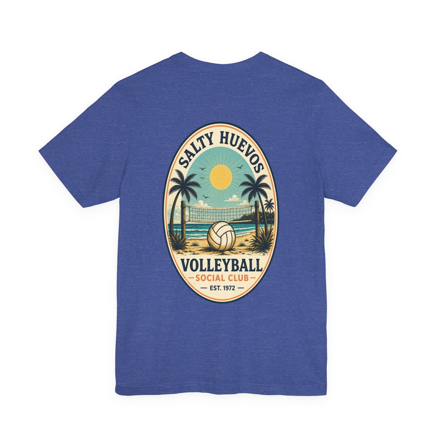 Salty Huevos Volleyball Social Club T-Shirt | Retro Beach Volleyball Graphic Tee | Coastal Summer Shirt