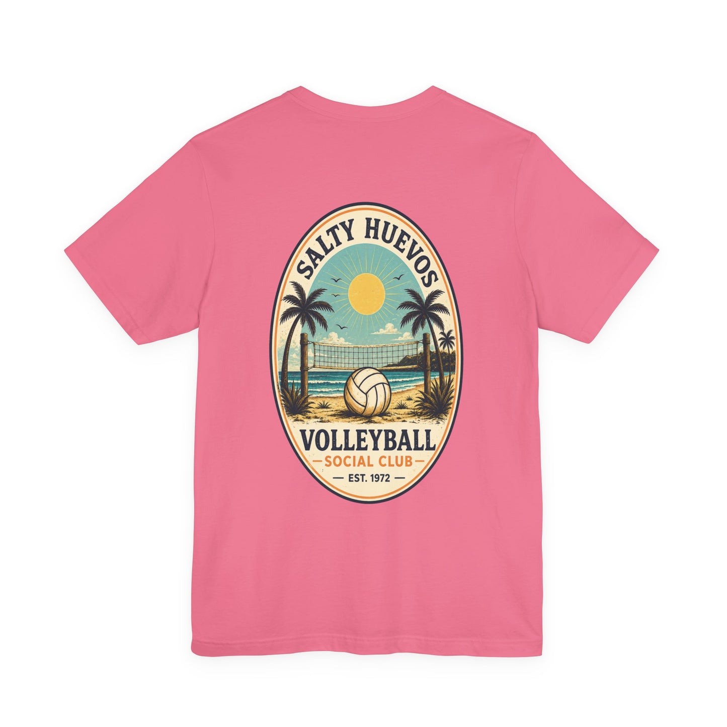 Salty Huevos Volleyball Social Club T-Shirt | Retro Beach Volleyball Graphic Tee | Coastal Summer Shirt