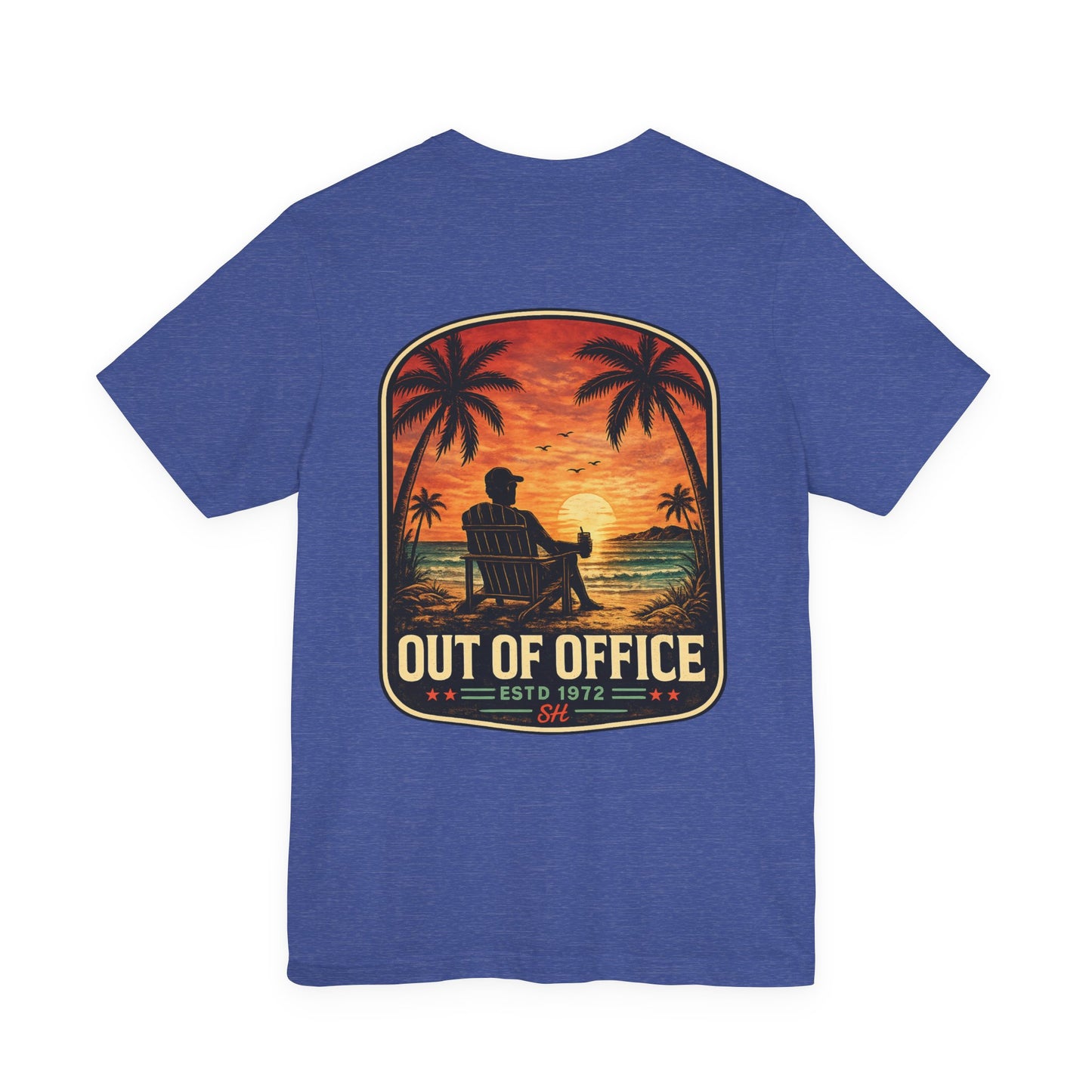 Out of Office Beach Sunset Graphic T-Shirt | Coastal Lifestyle Apparel by Salty Huevos