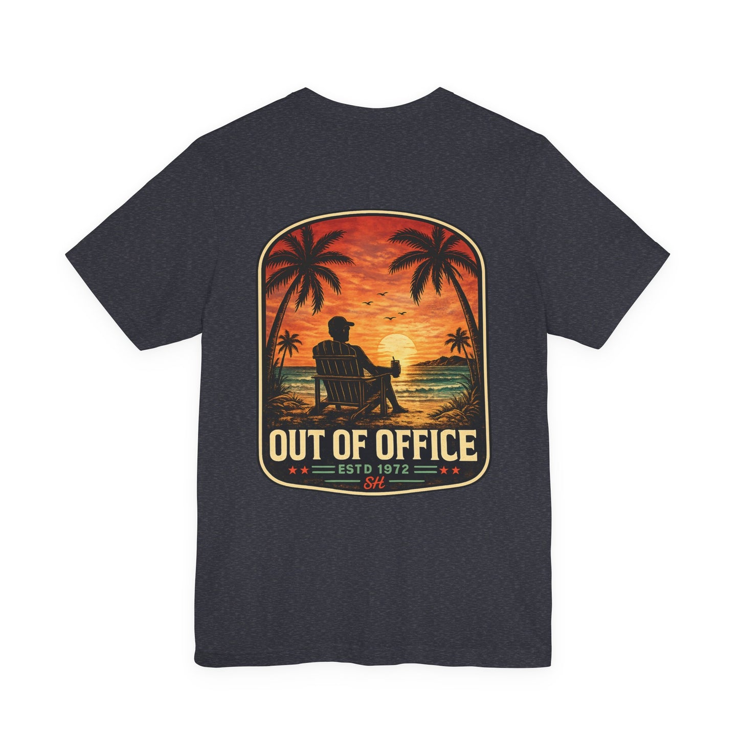 Out of Office Beach Sunset Graphic T-Shirt | Coastal Lifestyle Apparel by Salty Huevos