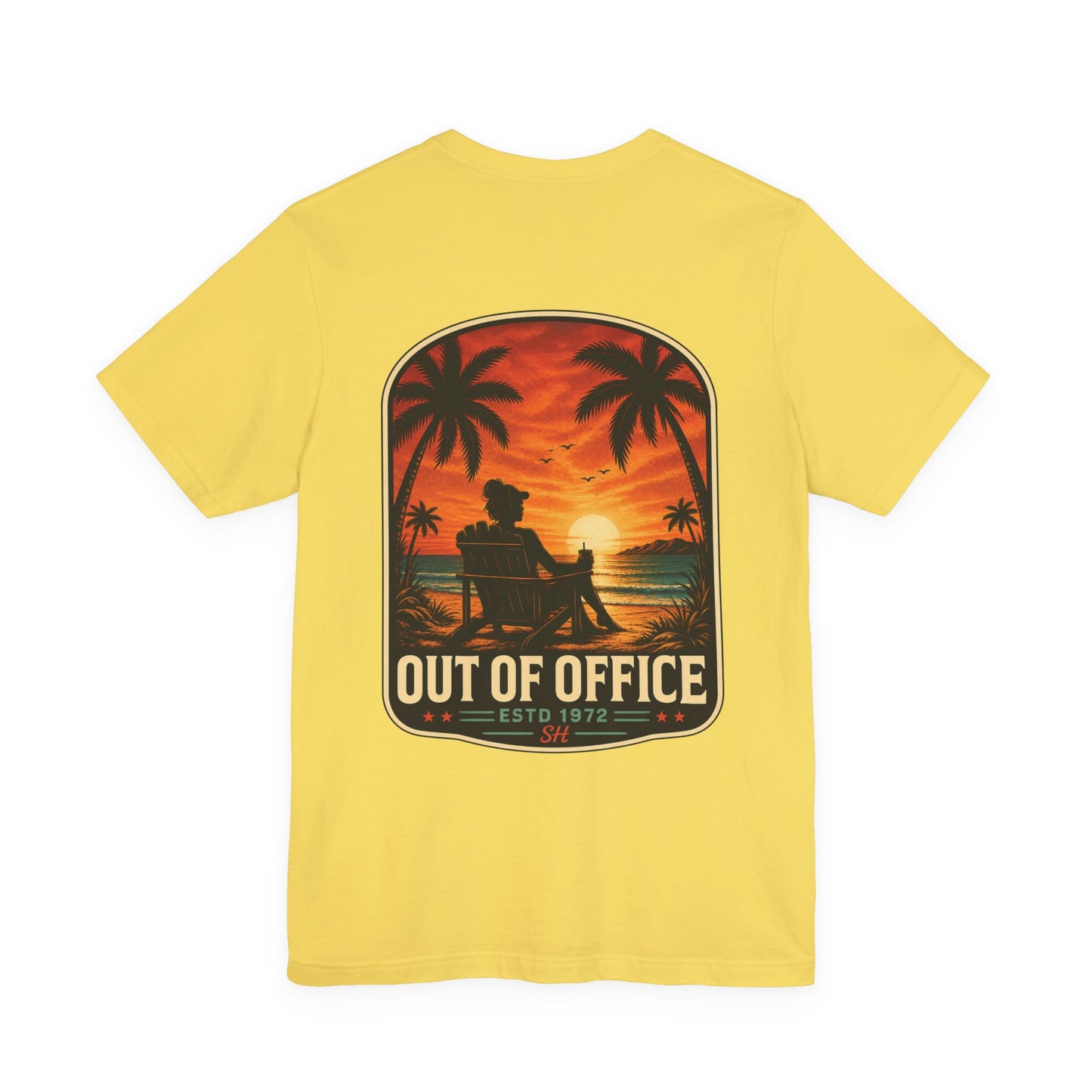 Out of Office Beach Sunset Graphic T-Shirt | Coastal Lifestyle Apparel by Salty Huevos