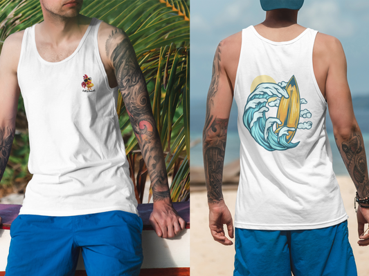 Salty Huevos Surf Graphic Tank Top - The Greenroom - Unisex Casual Sleeveless Shirt