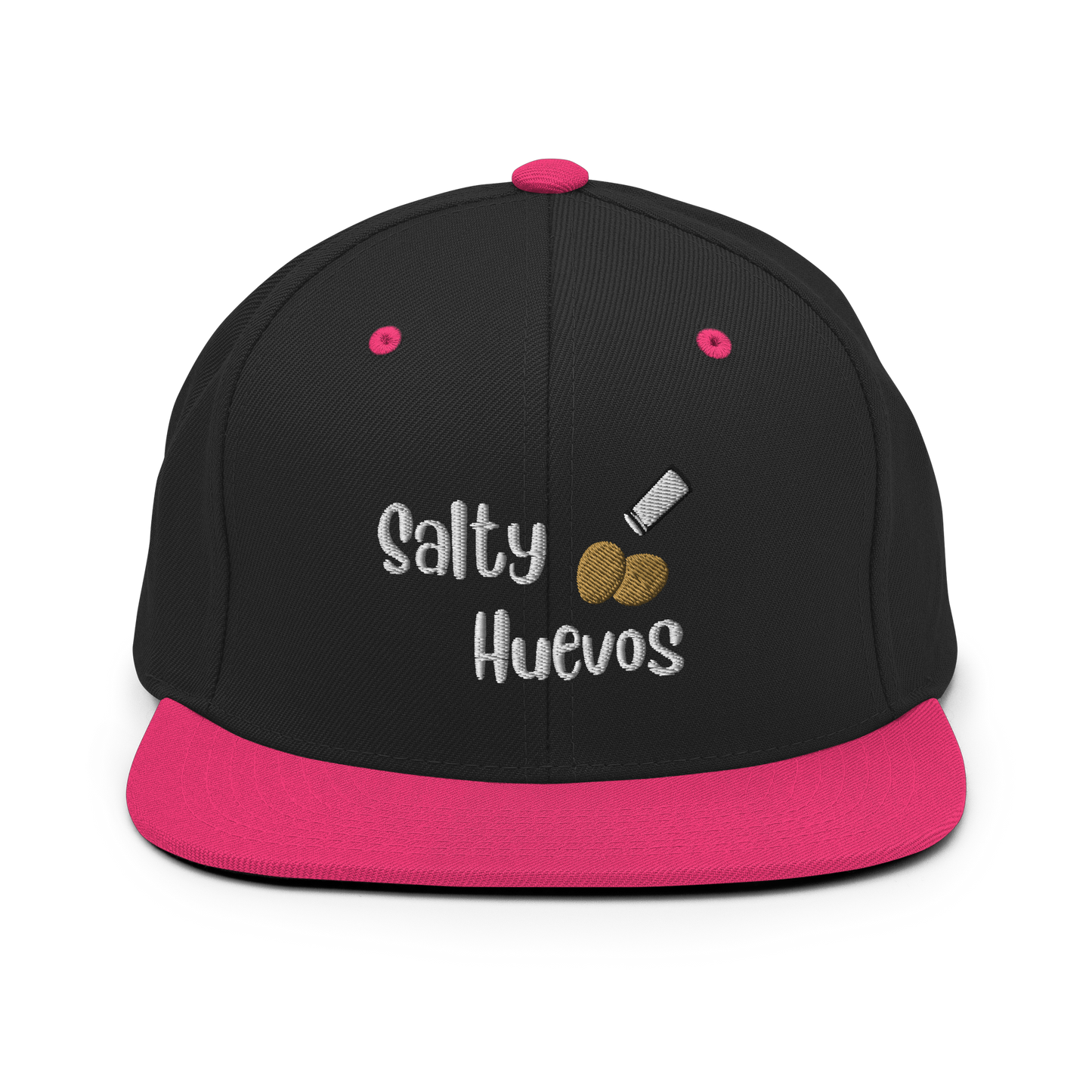 Salty Huevos Flat Bill Snapback Embroidered Hat (white)