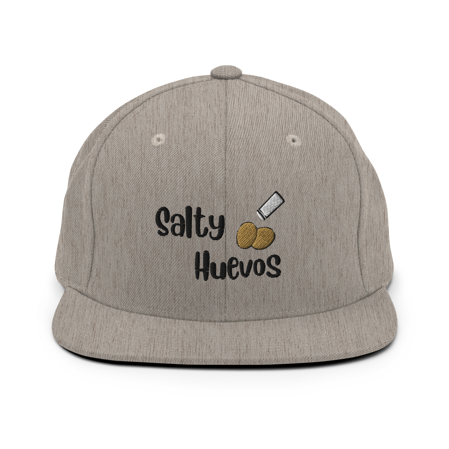 Salty Huevos Flat Bill Snapback Embroidered Hat (black)