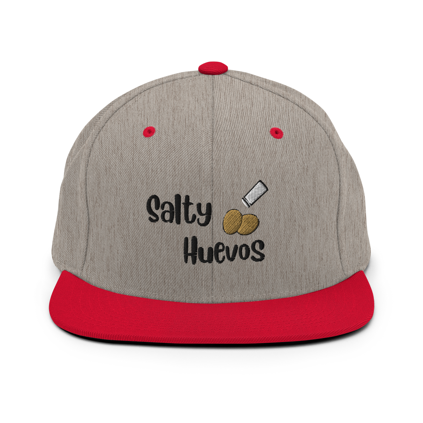 Salty Huevos Flat Bill Snapback Embroidered Hat (black)