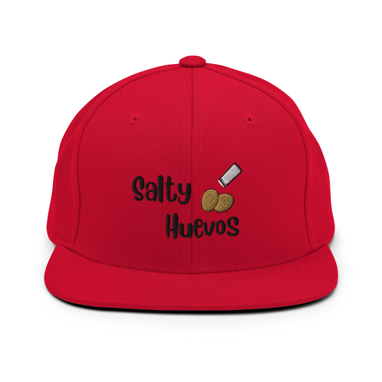 Salty Huevos Flat Bill Snapback Embroidered Hat (black)